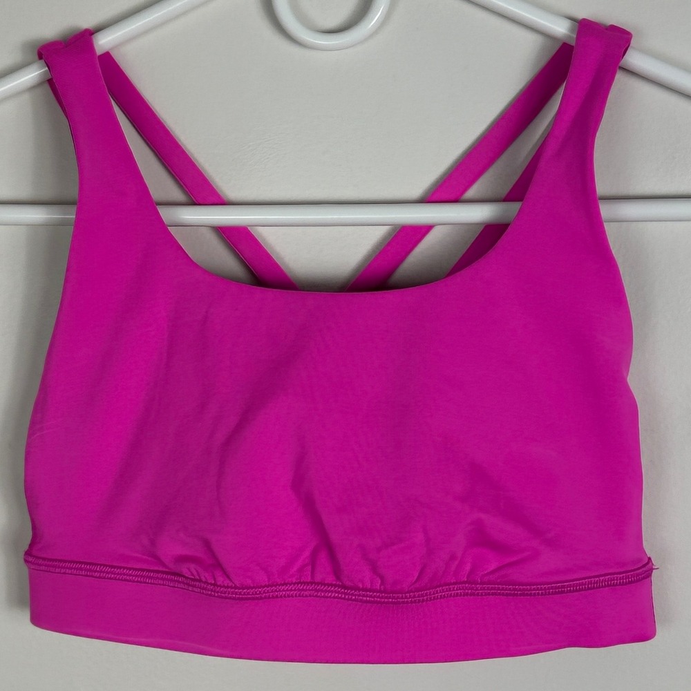 Lululemon Energy Bra Pink Size 4 Sporty Supportive Style W2C70S Cross Back‎ Pow